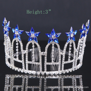 Royalblue flor Crown Rhinestone Tiara Cristal Coroa Para Festa